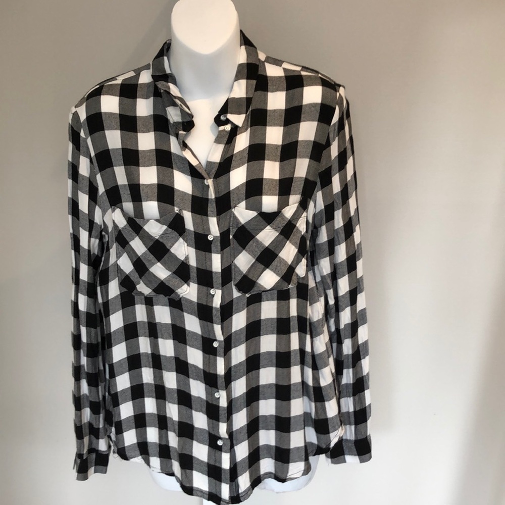 Esprit EDC black and white plaid shirt